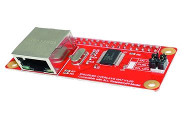 Modulo rosso della scheda di rete dello starter kit W ENC28J60 di Arduino per RPi zero