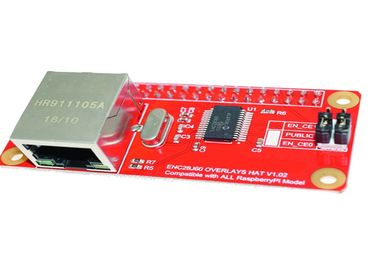 Modulo rosso della scheda di rete dello starter kit W ENC28J60 di Arduino per RPi zero