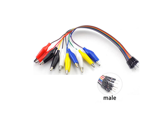 Cavetto di prova 20cm 10pin Jumper Wire Male del collegamento di DIY con i morsetti a coccodrillo